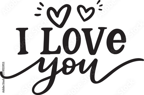 Romantic i love you message with hearts in black and white