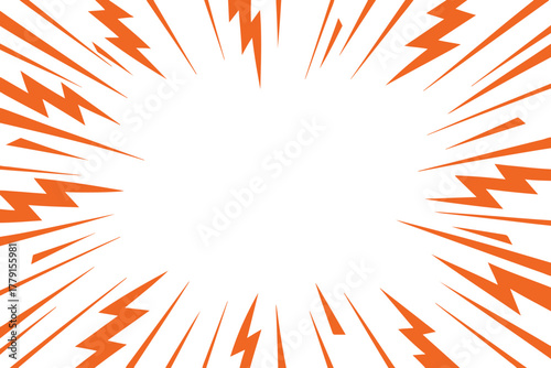 Dynamic orange comic book style explosion burst effect on white background
