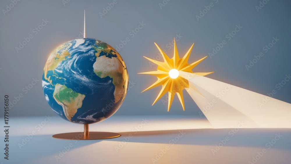 Fototapeta premium Minimalist 3D Render Southern Hemisphere Summer Solstice 