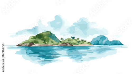 Los Roques Archipelago. Los Roques Archipelago hand drawn watercolor illustration