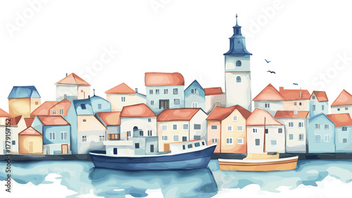 Punta Arenas. Punta Arenas hand drawn watercolor illustration