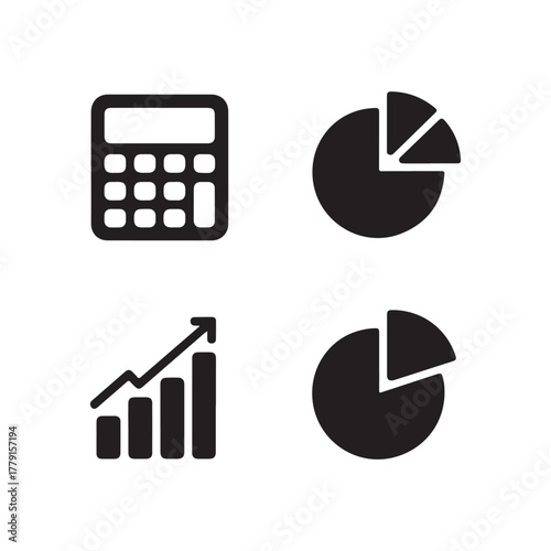 Business calculator analysis solid icons