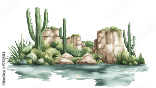 Ybycui National Park. Ybycui National Park hand drawn watercolor illustration