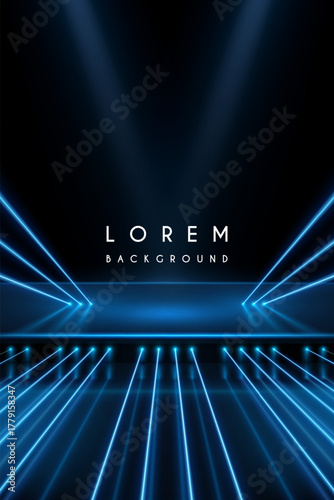 Stage with blue light effects