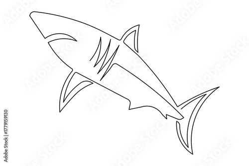Continuous one line drawing shark abstract minimalist illustration