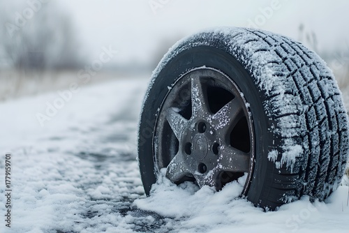 Old Flat Tire in Snow