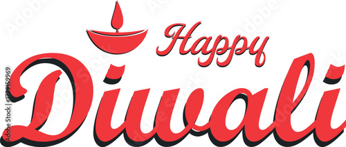 Happy Diwali typography design with diwali flame festival greeting text art