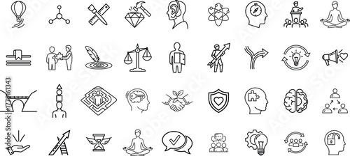 Collection of ancient egyptian hieroglyphic symbols and glyphs representing various concepts and objects isolated on transparent background