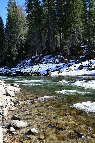 beautiful winter mountain river at Huntington lake