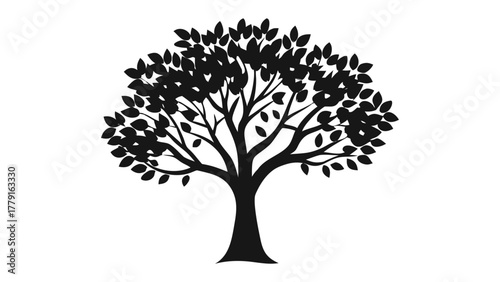 Tree Silhouette: A stylized silhouette of a deciduous tree, its branches and leaves creating an elegant pattern, embodies the timeless beauty and resilience of nature. 