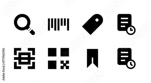 Essential UI Icon Set - Search Scan Barcode QR Code and Discovery Elements