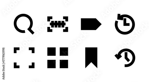 Essential UI Icon Set - Search Scan Barcode QR Code and Discovery Elements