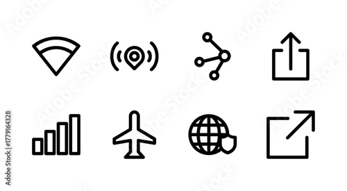 Essential UI Icon Set - WiFi Signal Network VPN and Connectivity Connection Elements