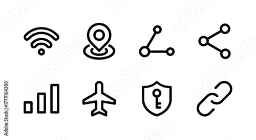 Essential UI Icon Set - WiFi Signal Network VPN and Connectivity Connection Elements