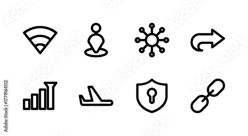 Essential UI Icon Set - WiFi Signal Network VPN and Connectivity Connection Elements