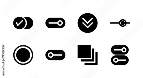 Essential UI Icon Set - Checkbox Radio Toggle Dropdown and Interface Control Elements