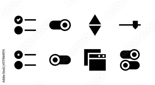 Essential UI Icon Set - Checkbox Radio Toggle Dropdown and Interface Control Elements