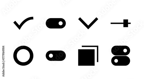 Essential UI Icon Set - Checkbox Radio Toggle Dropdown and Interface Control Elements