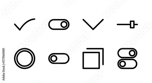 Essential UI Icon Set - Checkbox Radio Toggle Dropdown and Interface Control Elements