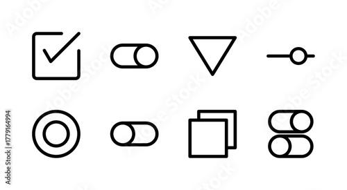 Essential UI Icon Set - Checkbox Radio Toggle Dropdown and Interface Control Elements