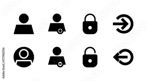 Essential UI Icon Set - User Profile Login and Account Security Management Elements