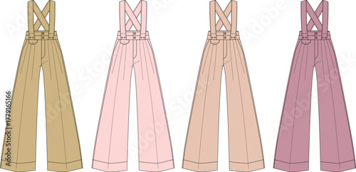 Fashion Forward A Collection of Stylish Pants with Suspenders in Various Hues for Trendsetting Looks