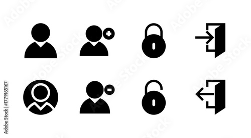 Essential UI Icon Set - User Profile Login and Account Security Management Elements