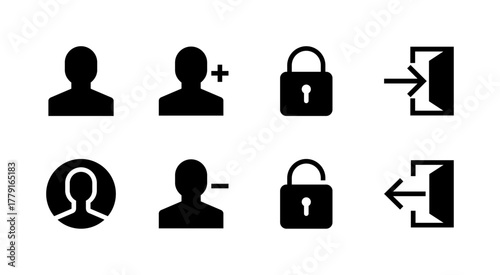Essential UI Icon Set - User Profile Login and Account Security Management Elements