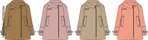 Diverse Coat Color Options A Fashionable Illustration Showcasing Shades for Versatile Style