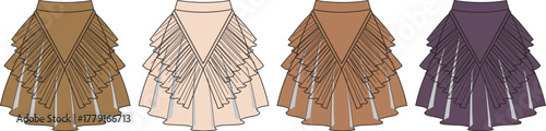 Boho Chic Layered Skirt Variations in Multiple Colors - Fashion Design