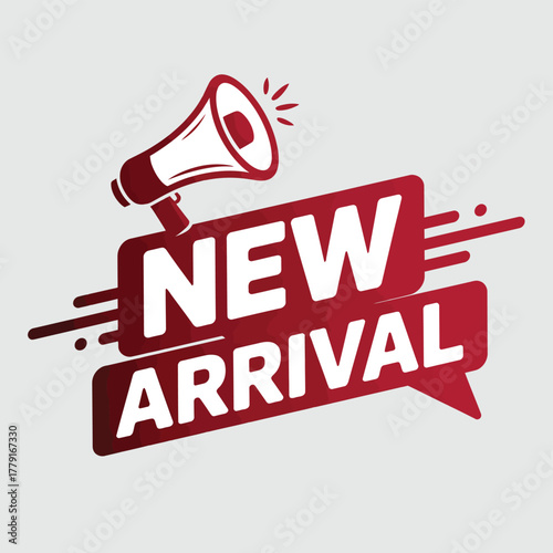 Modern new arrival announcement vector logo illustration eps scalable icon for promotions vector