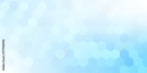 Abstract blue and white hexagon background. Futuristic digital hi-technology banner. Healthcare background. Vector
