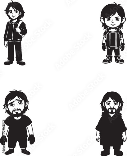 Wallpaper Mural Character evolution icon set – black cartoon-style silhouettes of male transformation stages for storytelling, game design, and psychological visuals. Torontodigital.ca