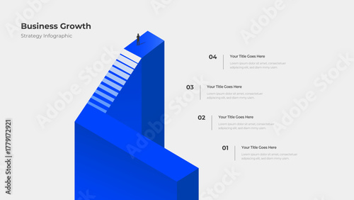 Business Growth Strategy Infographic Template with 4 Steps Staircase