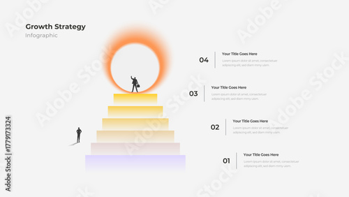 Business Growth Strategy Infographic Template with 4 Steps Success Goal Ring