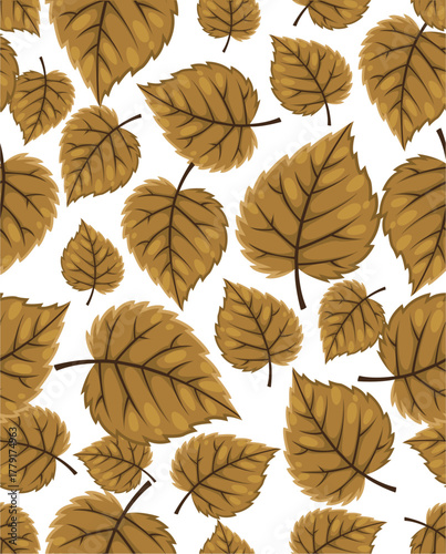 Winter leaves seamless pattern. Leaf all over vector print design on transparent background