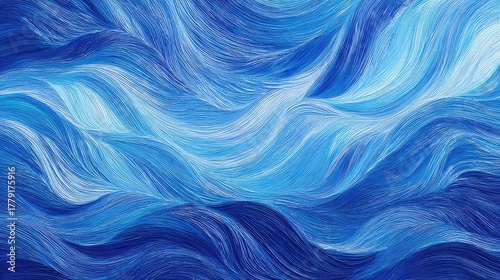 Stunning blue wave pattern, perfect for backgrounds and creative projects, evoking calm and serenity with its dynamic flowing lines and modern art style