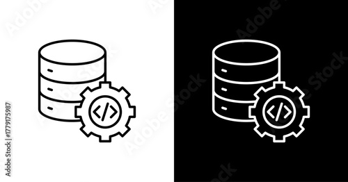 Database  White Icon Set Design
