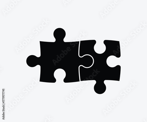 Interlocking black puzzle pieces vector