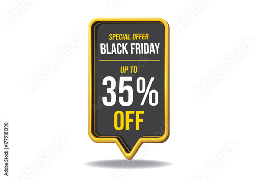 Promotional banner announcing Black Friday sale with up to 35% discount in an attractive design layout