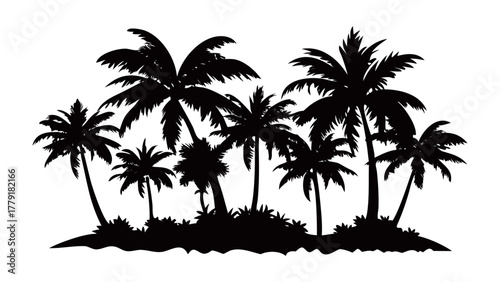 Tropical Silhouette: A striking black silhouette of palm trees against a bright backdrop, evoking a sense of tranquility and the allure of tropical destinations.