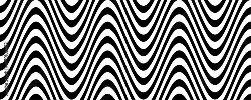 Abstract black and white wave pattern background. Abstract horizontal zig zag texture. Distorted chevron. black and white background