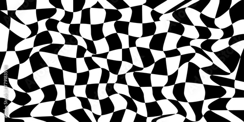 zebra skin seamless pattern. Abstract black and white distorted checkered pattern.