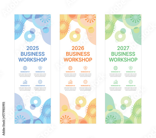 Modern business banner templates with abstract geometric patterns. Perfect for workshops, events, conferences, presentations, or branding projects, combining style and professionalism.