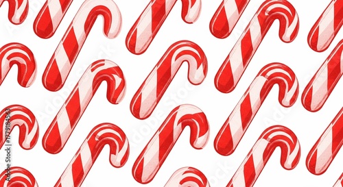 Festive Candy Cane Pattern - Red and White Stripes, Christmas Holiday Background