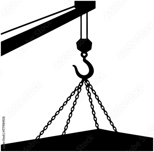 Silhouette of Crane Hook Lifting Slab – Heavy Load Vector