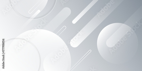Abstract gray background with white circle simple. overlap layer on bright space with lines studio art simple good nice. Digital future technology concept simple art modern design vector background. 
