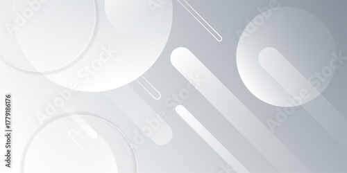 Abstract gray background with white circle simple. overlap layer on bright space with lines studio art simple good nice. Digital future technology concept simple art modern design vector background. 