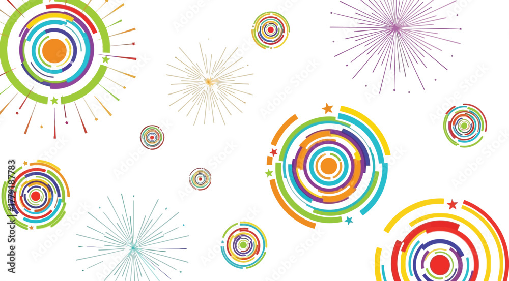 Naklejka premium Colorfulfireworksisolatedonwhitebackground
