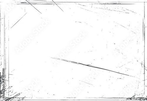 Grunge distressed overlay texture with dark gray scratches and speckles on a white background vector